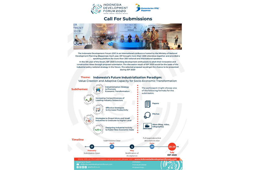 Call for Submissions: Indonesia Development Forum (IDF) 2020